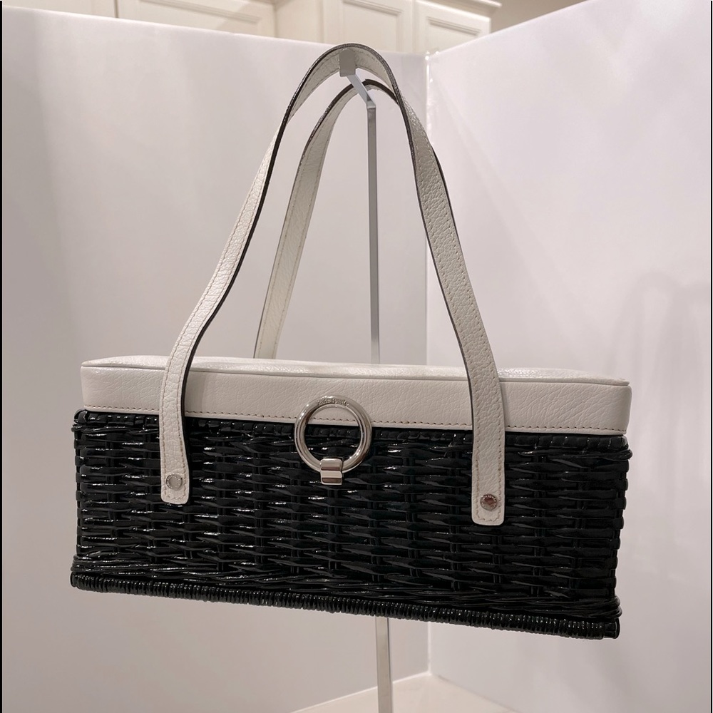 Kate Spade Rectangular Black / White Leather and Straw Handbag. EUC Gr8 4 summer